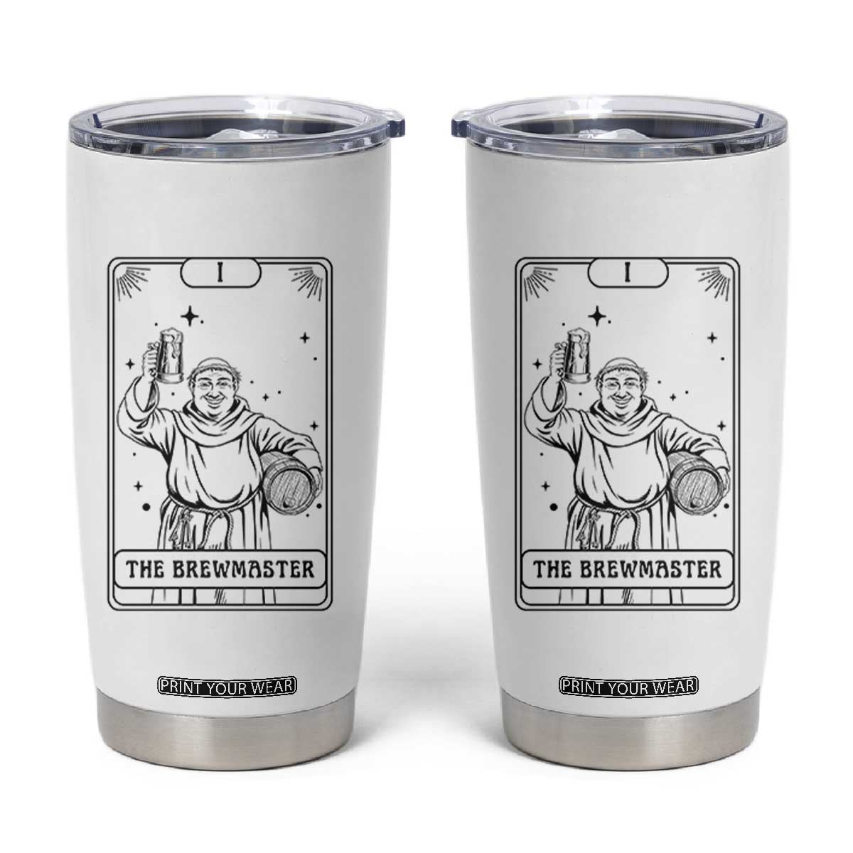 The Brewmaster Tarot Card Tumbler Cup Vintage Craft Beer Monk Brewery Art TS12 White Print Your Wear