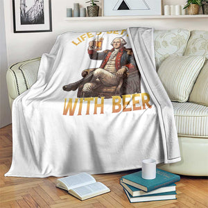 George Washington Lifes Better With Beer Throw Blanket Funny Founding Father Beer Lover