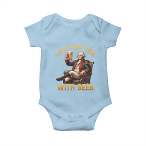 George Washington Lifes Better With Beer Baby Onesie Funny Founding Father Beer Lover
