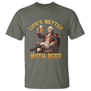George Washington Lifes Better With Beer T Shirt Funny Founding Father Beer Lover