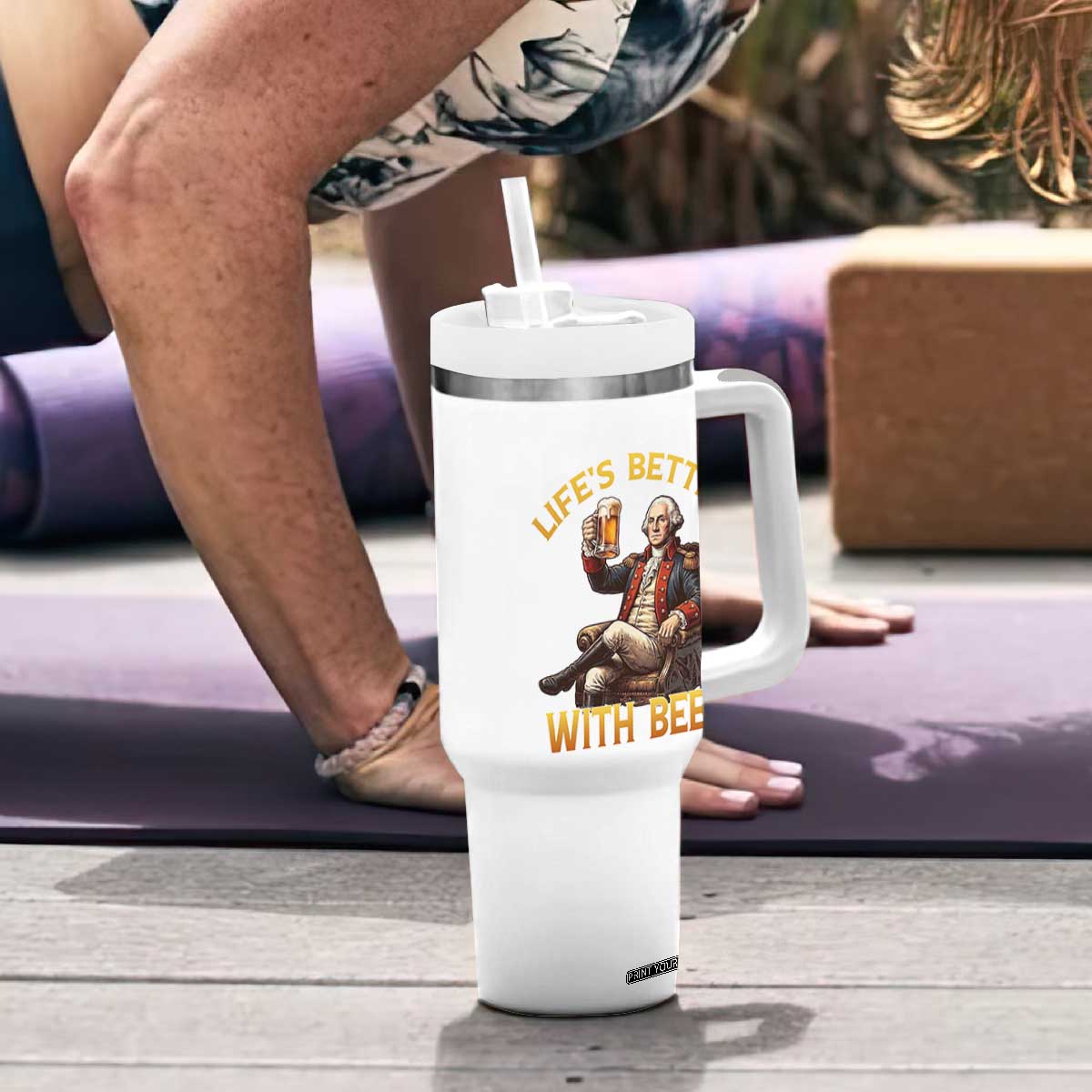 George Washington Lifes Better With Beer Tumbler With Handle Funny Founding Father Beer Lover