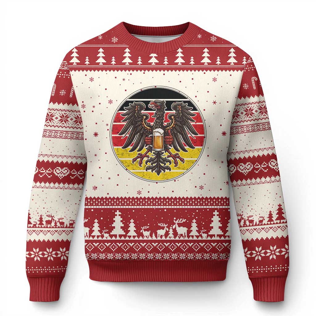 German Eagle Beer Lover Ugly Christmas Sweater Vintage Bavarian Oktoberfest Beer TS12 Beige Red Print Your Wear