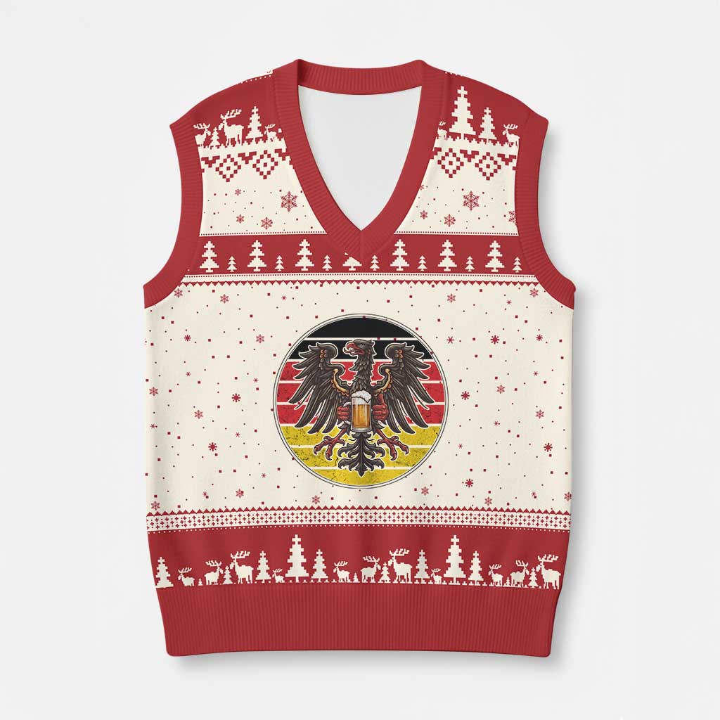 German Eagle Beer Lover V-Neck Knit Sweater Vest Vintage Bavarian Oktoberfest Beer TS12 Beige Red Print Your Wear