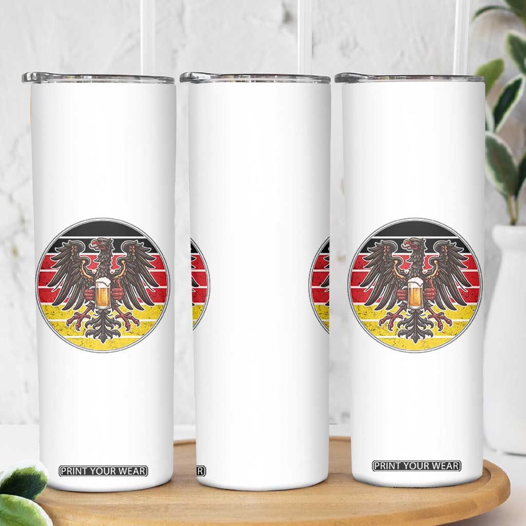 German Eagle Beer Lover Skinny Tumbler Vintage Bavarian Oktoberfest Beer