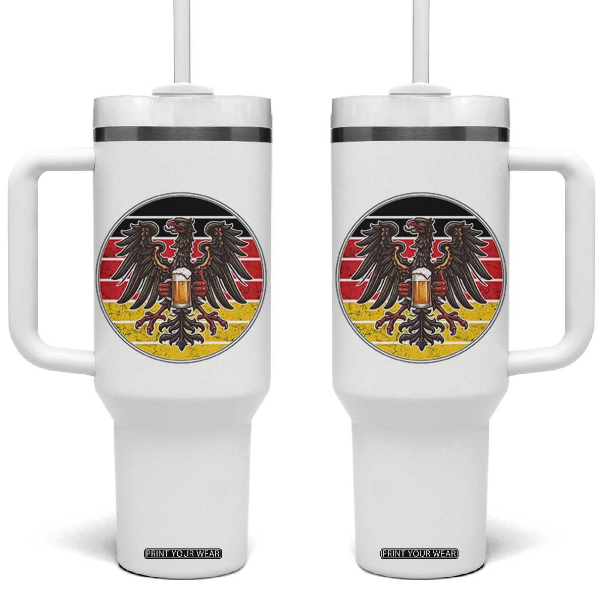 German Eagle Beer Lover Tumbler With Handle Vintage Bavarian Oktoberfest Beer TS12 One Size: 40 oz White Print Your Wear