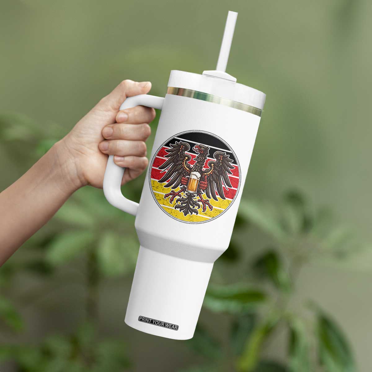 German Eagle Beer Lover Tumbler With Handle Vintage Bavarian Oktoberfest Beer