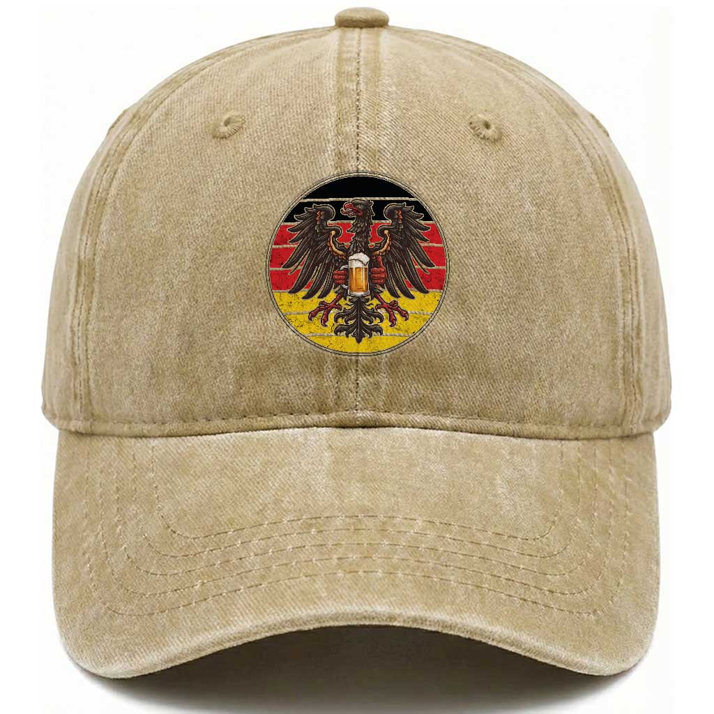 German Eagle Beer Lover Washed Cotton Baseball Cap Vintage Bavarian Oktoberfest Beer TS12 Print Your Wear
