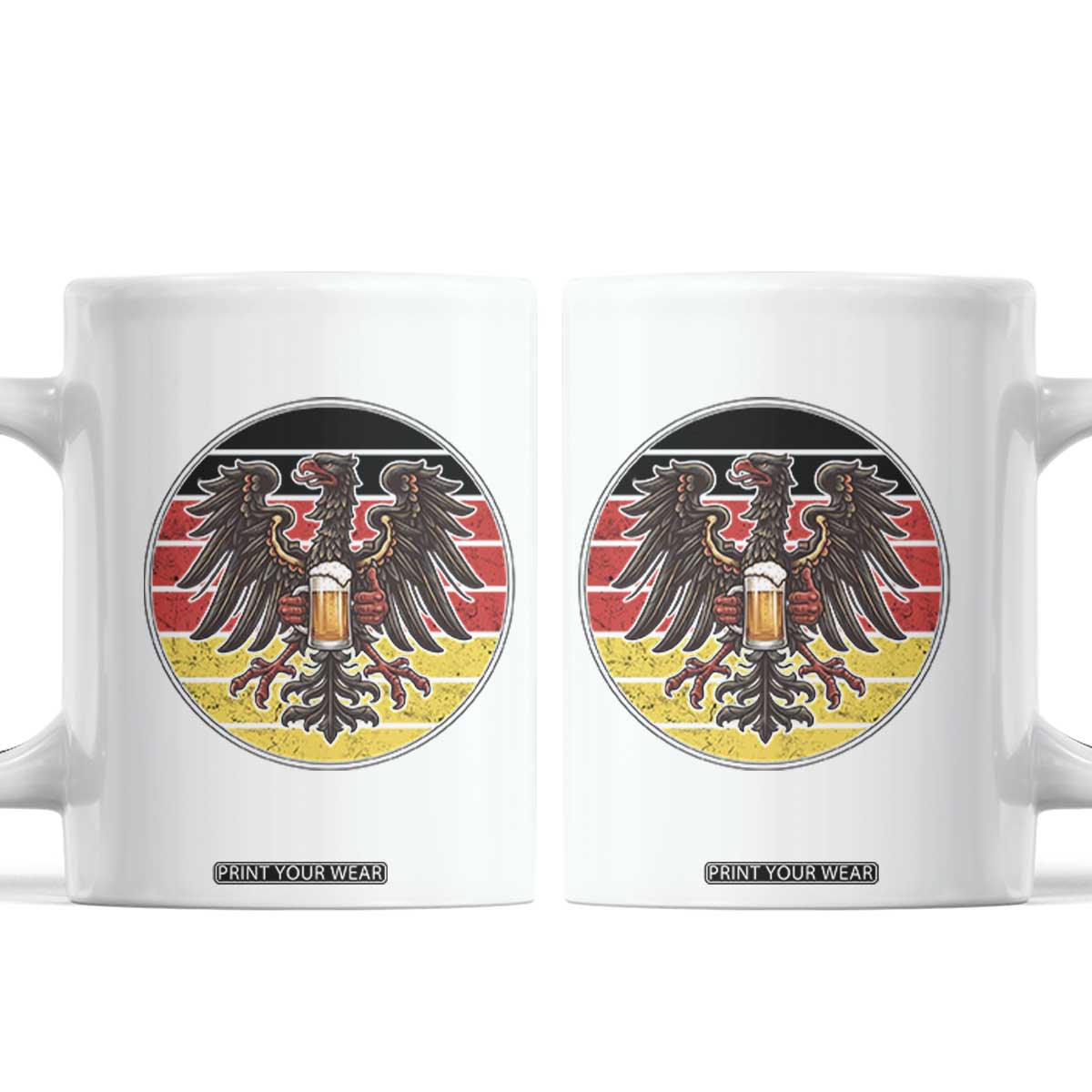 German Eagle Beer Lover Coffee Mug Vintage Bavarian Oktoberfest Beer TS12 White Print Your Wear