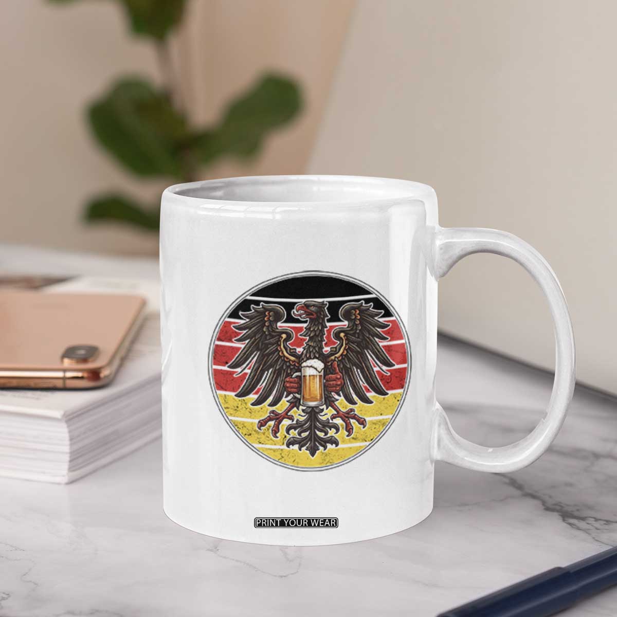 German Eagle Beer Lover Coffee Mug Vintage Bavarian Oktoberfest Beer