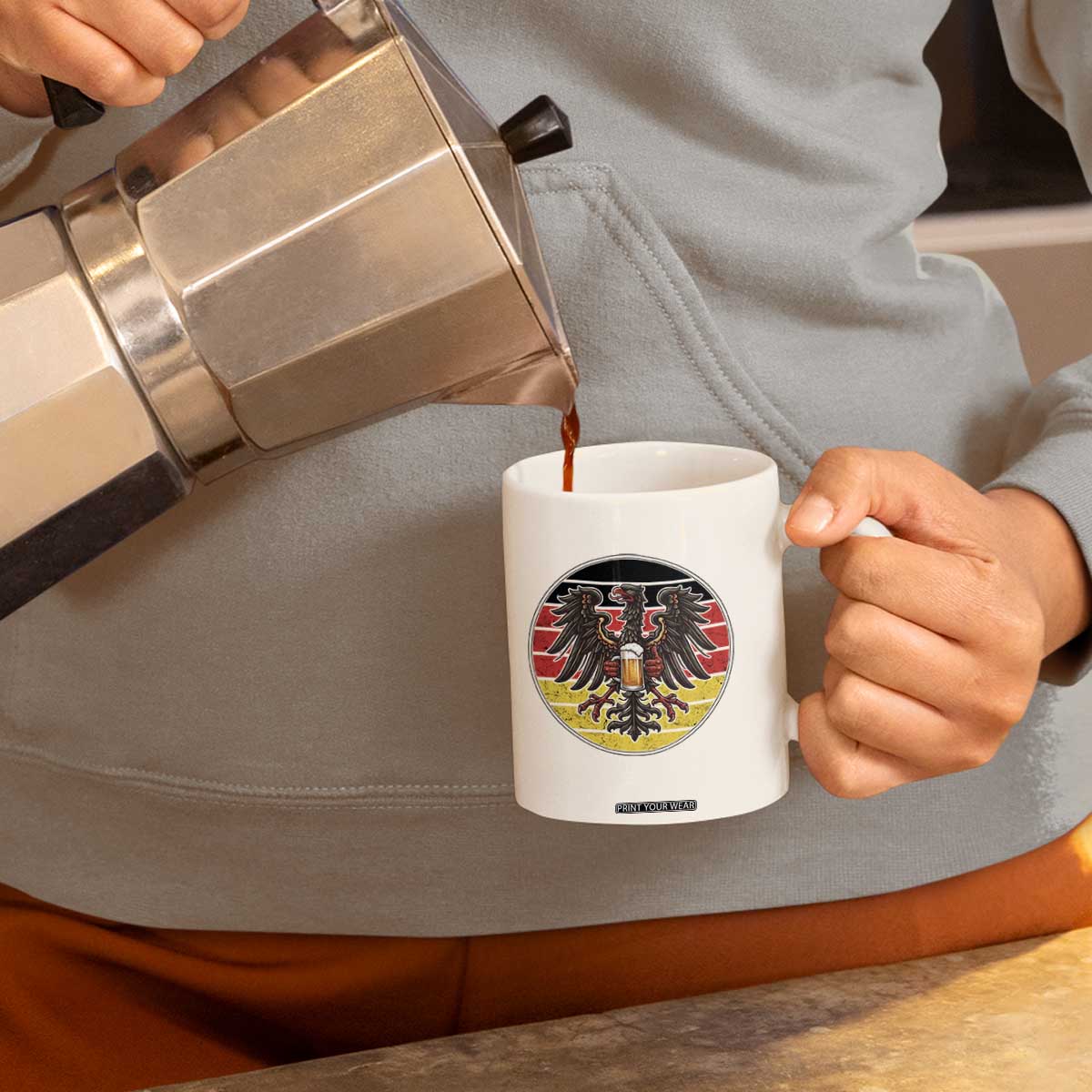 German Eagle Beer Lover Coffee Mug Vintage Bavarian Oktoberfest Beer