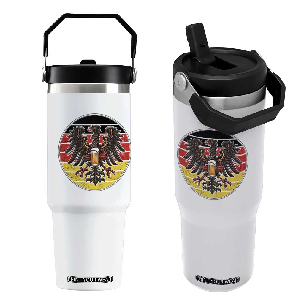 German Eagle Beer Lover Flip Straw Tumbler Vintage Bavarian Oktoberfest Beer TS12 One Size: 30 oz White Print Your Wear