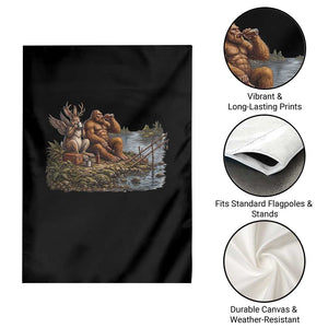 Funny Wolpertinger Bigfoot Fishing Garden Flag Beer Drinking Cryptid Fisherman Gift
