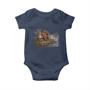 Funny Wolpertinger Bigfoot Fishing Baby Onesie Beer Drinking Cryptid Fisherman Gift