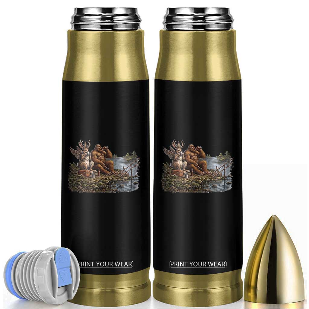 Funny Wolpertinger Bigfoot Fishing Bullet Tumbler Beer Drinking Cryptid Fisherman Gift TS12 Black Print Your Wear