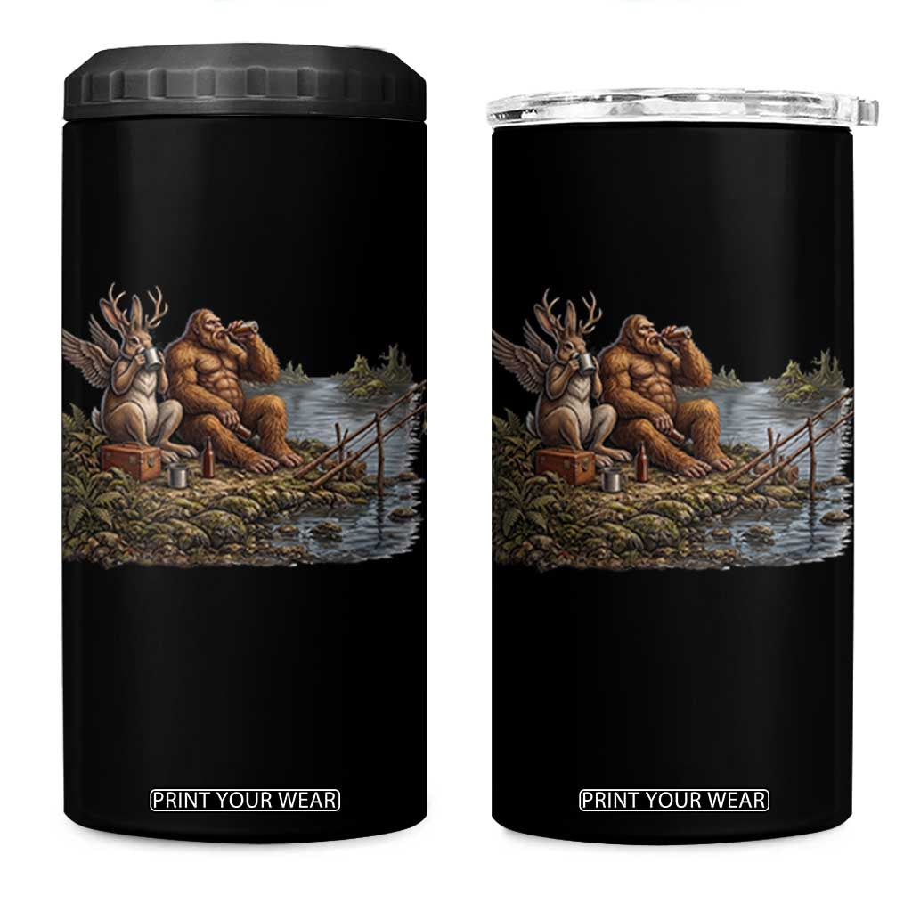 Funny Wolpertinger Bigfoot Fishing 4 in 1 Can Cooler Tumbler Beer Drinking Cryptid Fisherman Gift TS12 One Size: 16 oz Black Print Your Wear