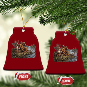 Funny Wolpertinger Bigfoot Fishing Ceramic Ornament Beer Drinking Cryptid Fisherman Gift