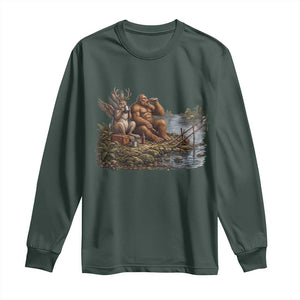 Funny Wolpertinger Bigfoot Fishing Long Sleeve Shirt Beer Drinking Cryptid Fisherman Gift