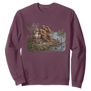 Funny Wolpertinger Bigfoot Fishing Sweatshirt Beer Drinking Cryptid Fisherman Gift