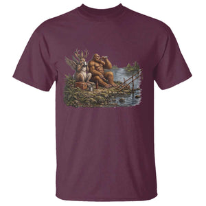 Funny Wolpertinger Bigfoot Fishing T Shirt Beer Drinking Cryptid Fisherman Gift