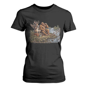 Funny Wolpertinger Bigfoot Fishing T Shirt For Women Beer Drinking Cryptid Fisherman Gift