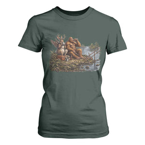 Funny Wolpertinger Bigfoot Fishing T Shirt For Women Beer Drinking Cryptid Fisherman Gift