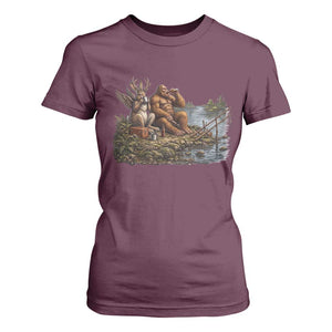 Funny Wolpertinger Bigfoot Fishing T Shirt For Women Beer Drinking Cryptid Fisherman Gift