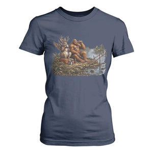 Funny Wolpertinger Bigfoot Fishing T Shirt For Women Beer Drinking Cryptid Fisherman Gift