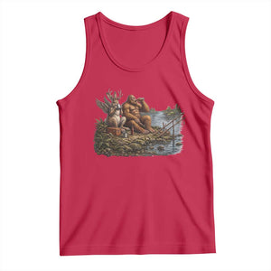 Funny Wolpertinger Bigfoot Fishing Tank Top Beer Drinking Cryptid Fisherman Gift