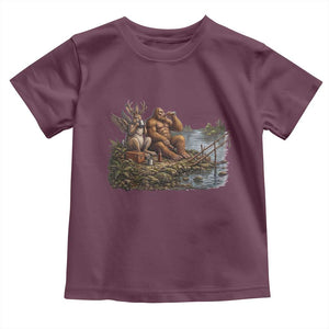Funny Wolpertinger Bigfoot Fishing Toddler T Shirt Beer Drinking Cryptid Fisherman Gift