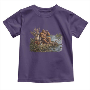 Funny Wolpertinger Bigfoot Fishing Toddler T Shirt Beer Drinking Cryptid Fisherman Gift