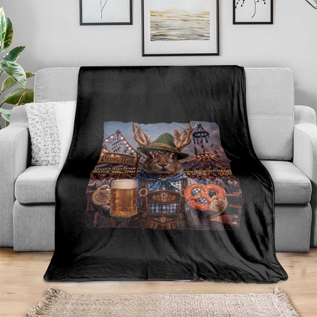 Prost Yall Wolpertinger Oktoberfest Bavarian Folklore Throw Blanket