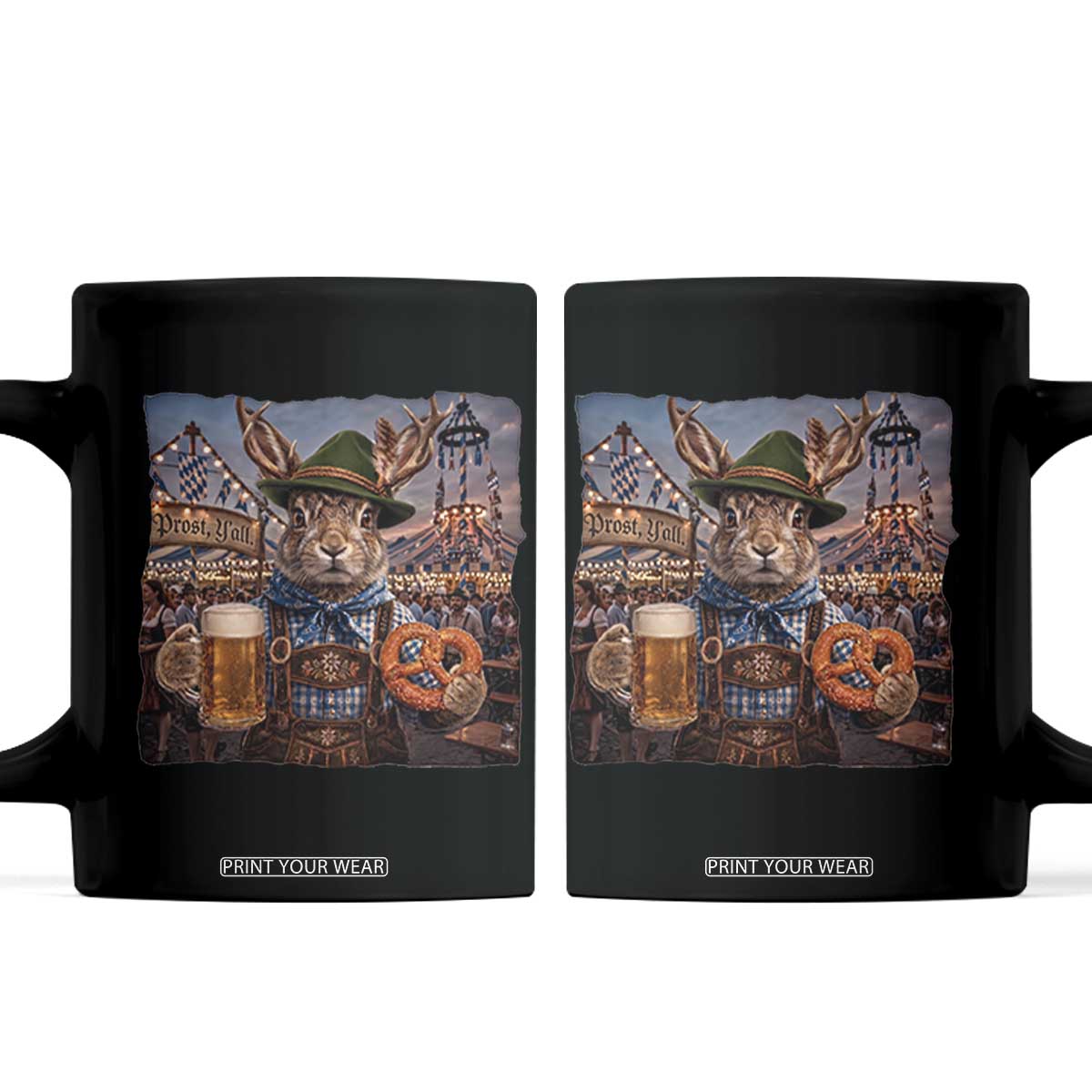 Prost Yall Wolpertinger Oktoberfest Bavarian Folklore Coffee Mug TS12 Black Print Your Wear