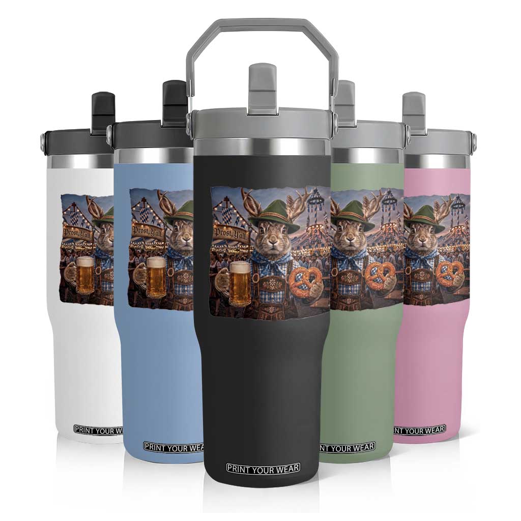 Prost Yall Wolpertinger Oktoberfest Bavarian Folklore Flip Straw Tumbler