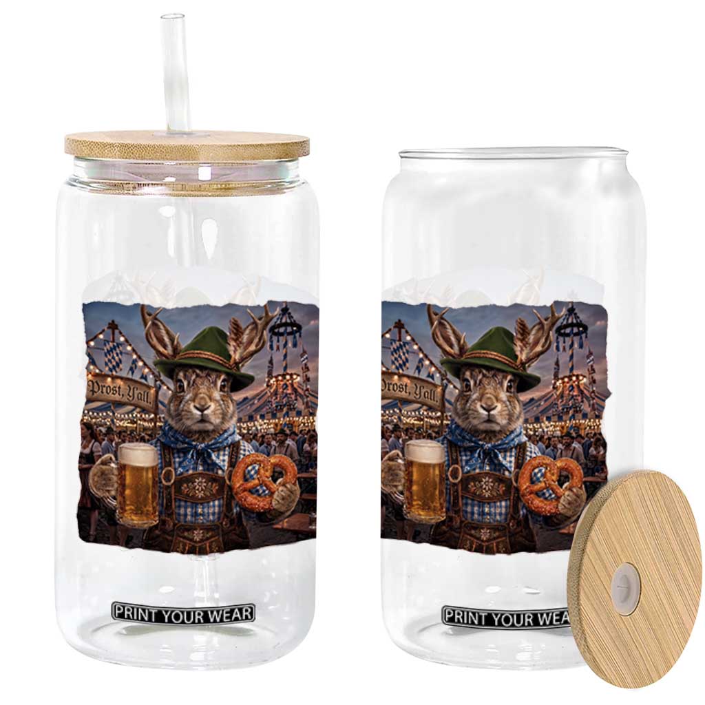 Prost Yall Wolpertinger Oktoberfest Bavarian Folklore Glass Can