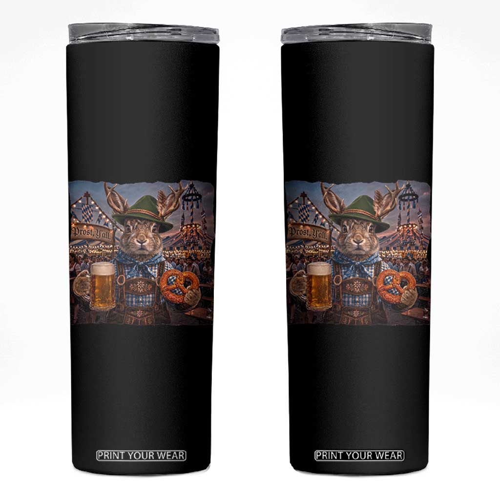 Prost Yall Wolpertinger Oktoberfest Bavarian Folklore Skinny Tumbler TS12 Black Print Your Wear