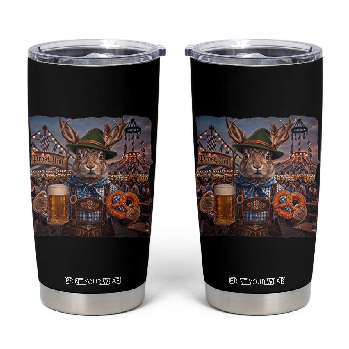 Prost Yall Wolpertinger Oktoberfest Bavarian Folklore Tumbler Cup TS12 Black Print Your Wear