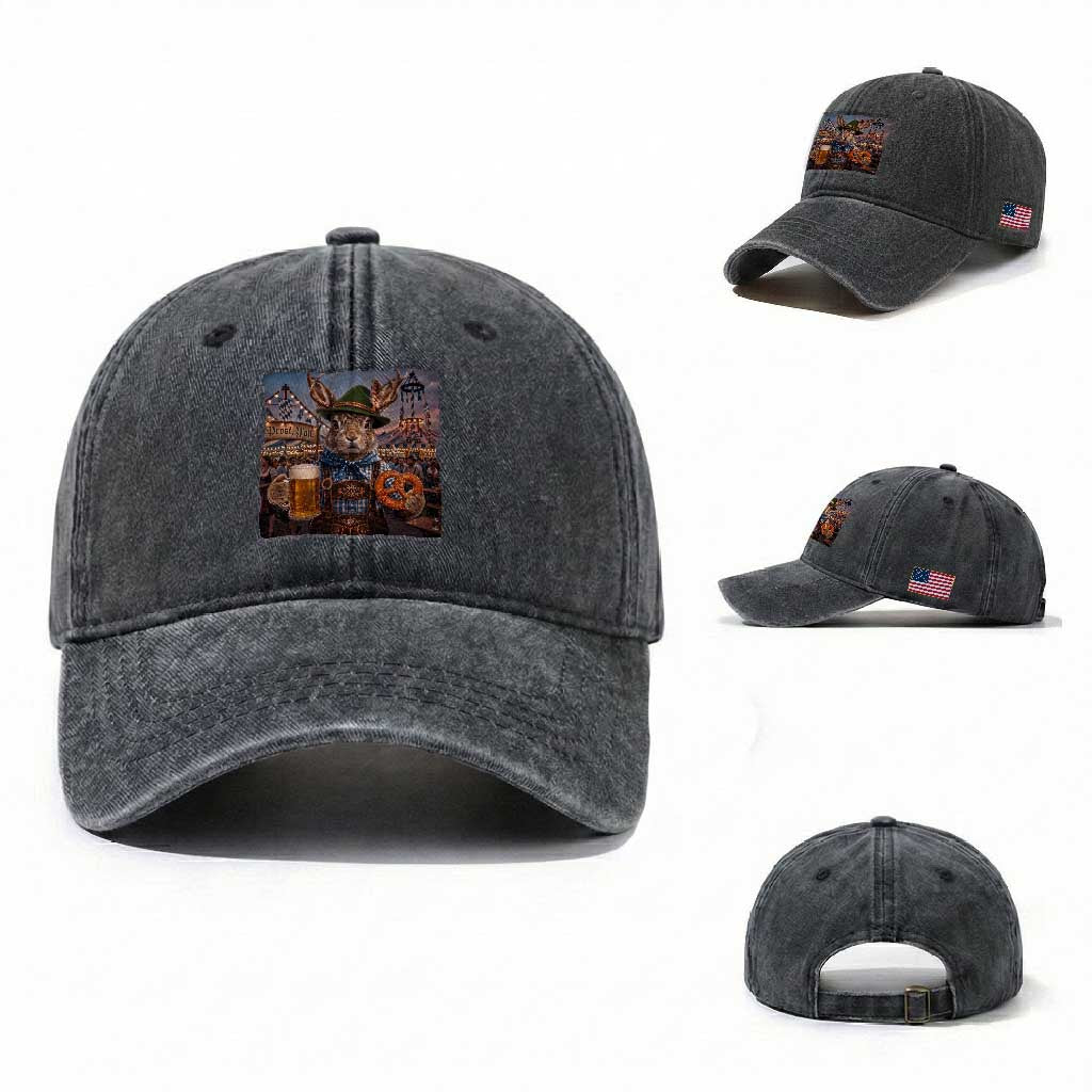 Prost Yall Wolpertinger Oktoberfest Bavarian Folklore Washed Cotton Baseball Cap