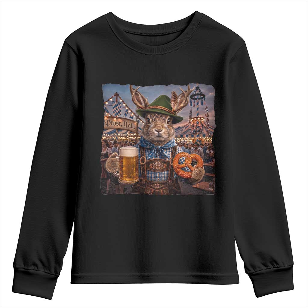 Prost Yall Wolpertinger Oktoberfest Bavarian Folklore Youth Sweatshirt TS12 Black Print Your Wear