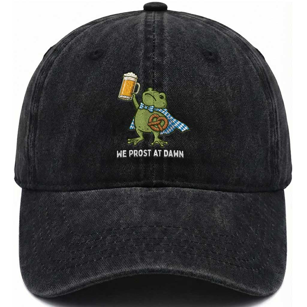 Funny Frog Oktoberfest Bavarian Beer Lover Washed Cotton Baseball Cap We Prost At Dawn TS12 Print Your Wear