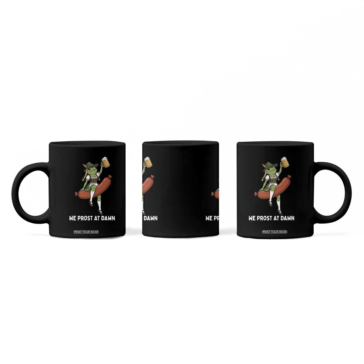 Funny Oktoberfest Frog Coffee Mug We Prost At Dawn Dirndl Sausage Beer Lover
