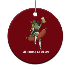 Funny Oktoberfest Frog Ceramic Ornament We Prost At Dawn Dirndl Sausage Beer Lover