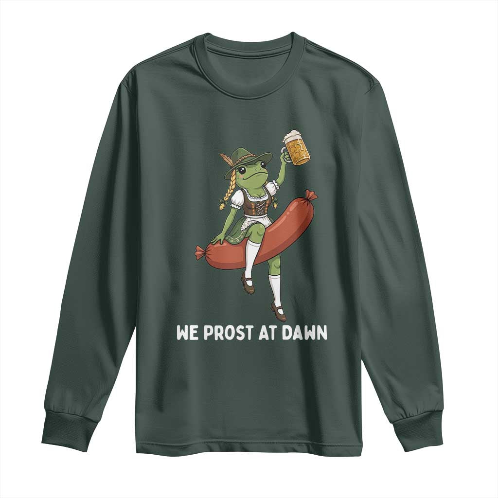 Funny Oktoberfest Frog Long Sleeve Shirt We Prost At Dawn Dirndl Sausage Beer Lover