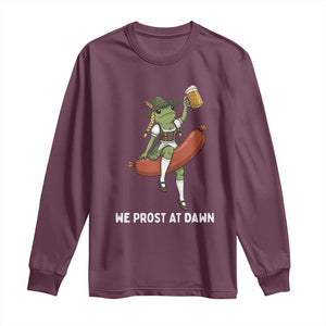 Funny Oktoberfest Frog Long Sleeve Shirt We Prost At Dawn Dirndl Sausage Beer Lover