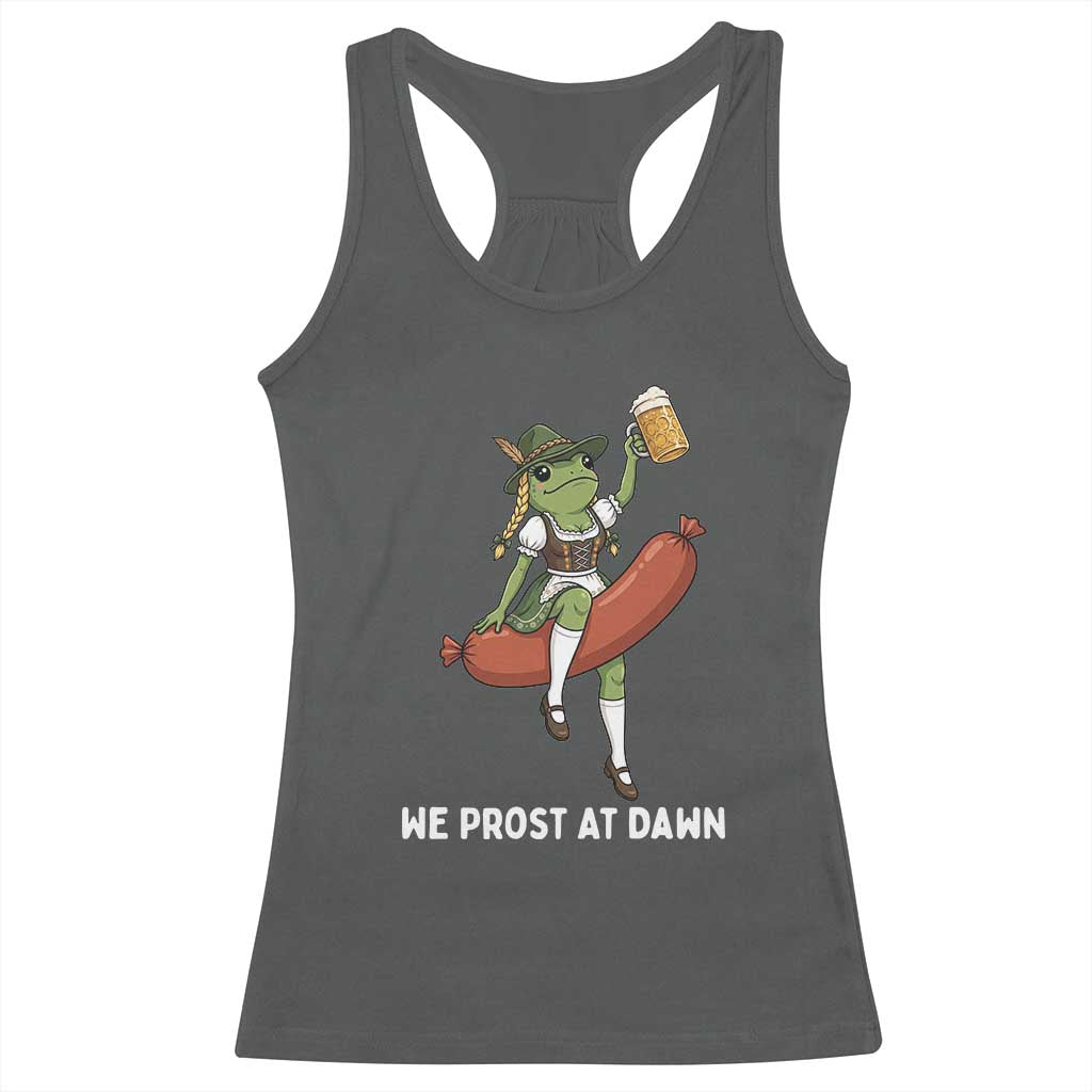 Funny Oktoberfest Frog Racerback Tank Top We Prost At Dawn Dirndl Sausage Beer Lover