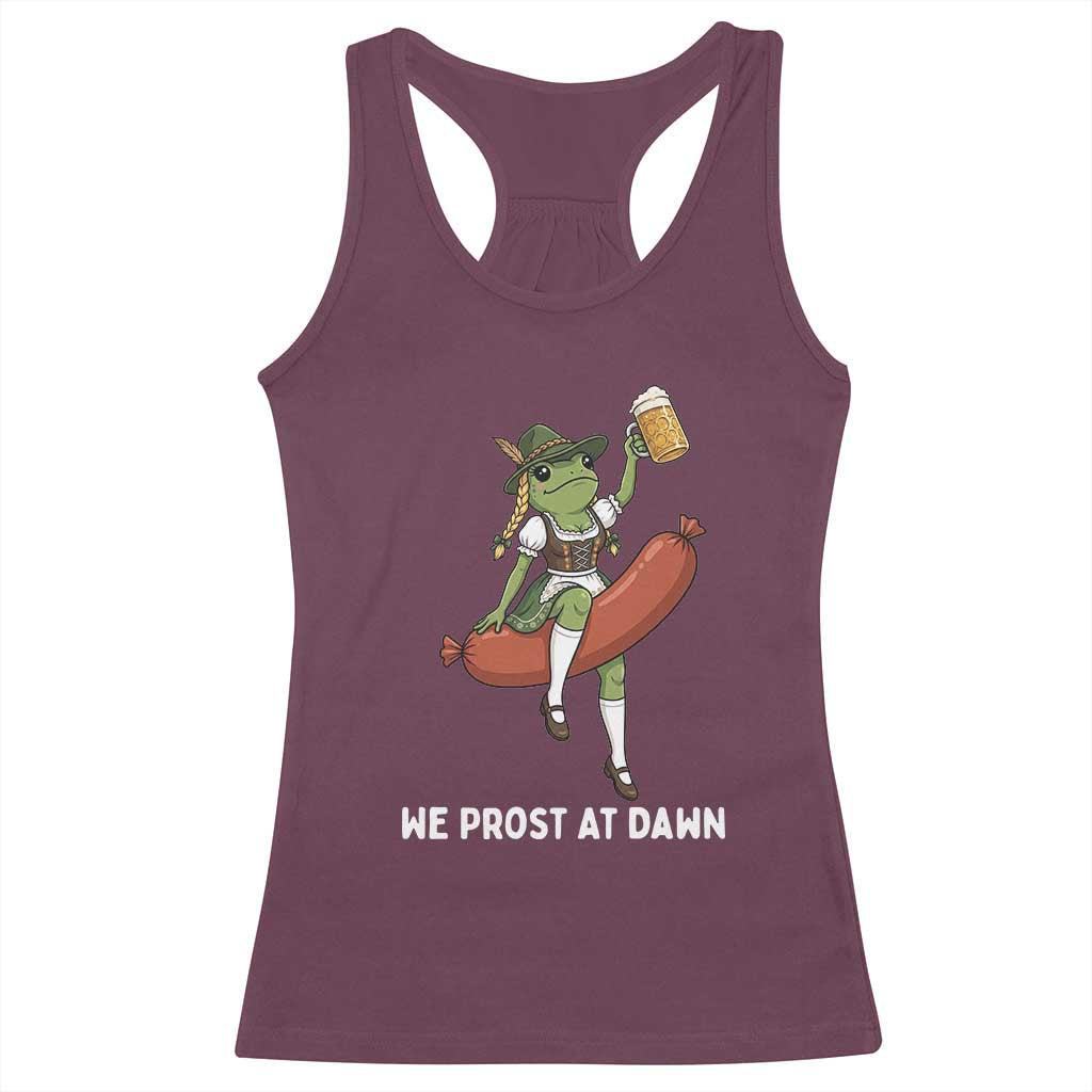 Funny Oktoberfest Frog Racerback Tank Top We Prost At Dawn Dirndl Sausage Beer Lover