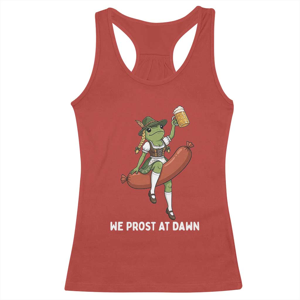 Funny Oktoberfest Frog Racerback Tank Top We Prost At Dawn Dirndl Sausage Beer Lover