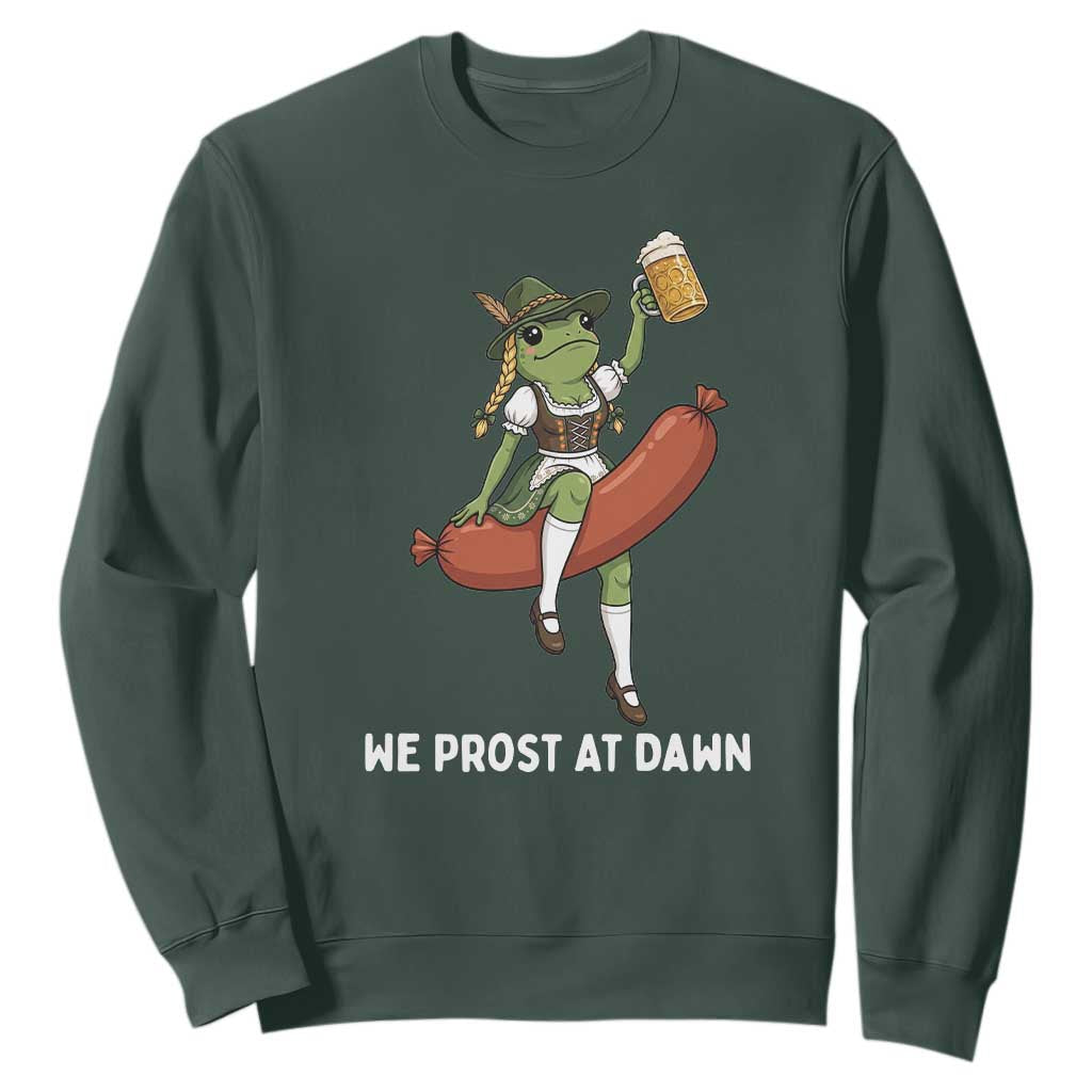 Funny Oktoberfest Frog Sweatshirt We Prost At Dawn Dirndl Sausage Beer Lover