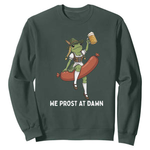 Funny Oktoberfest Frog Sweatshirt We Prost At Dawn Dirndl Sausage Beer Lover