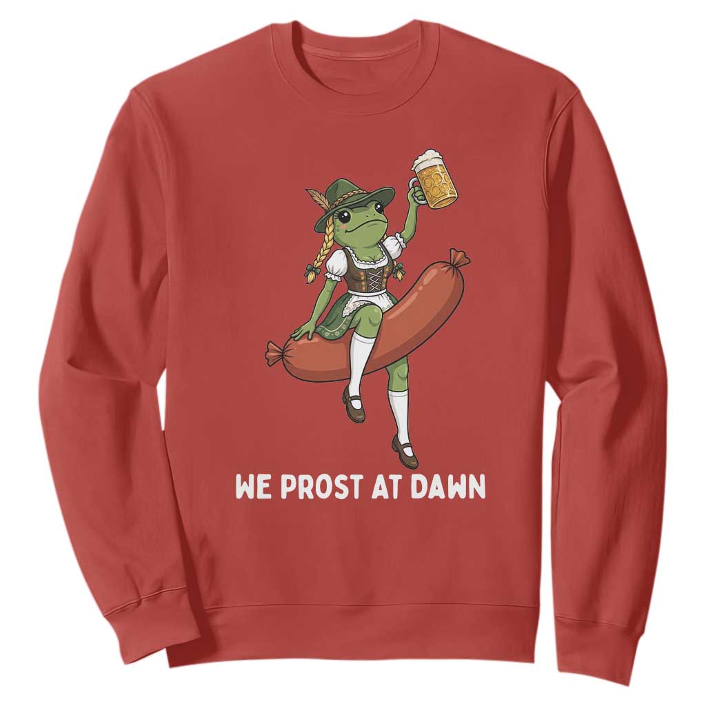 Funny Oktoberfest Frog Sweatshirt We Prost At Dawn Dirndl Sausage Beer Lover