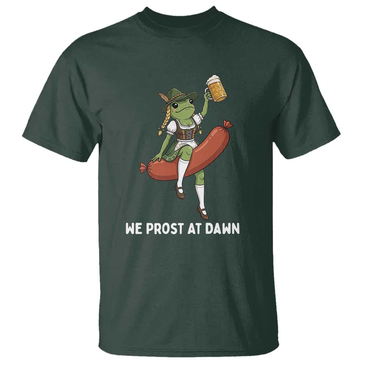 Funny Oktoberfest Frog T Shirt We Prost At Dawn Dirndl Sausage Beer Lover